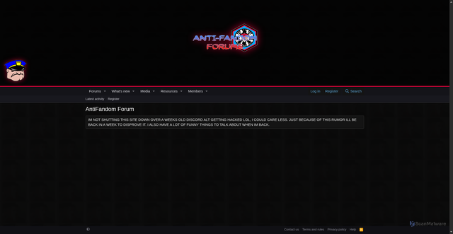 Security scan screenshot of http://antifandom.org