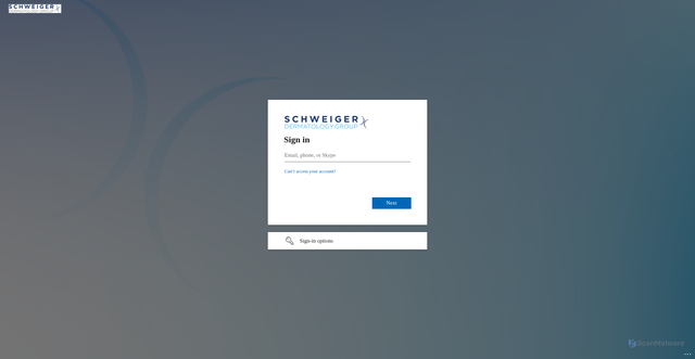 Security scan screenshot of https://schweigerdermatology.sharepoint.com