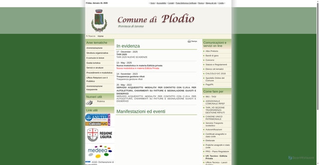 Security scan screenshot of https://www.comune.plodio.sv.it/