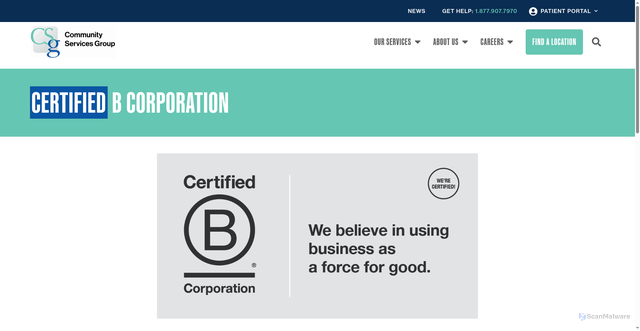 Security scan screenshot of https://csgonline.org/about-us/bcorp/