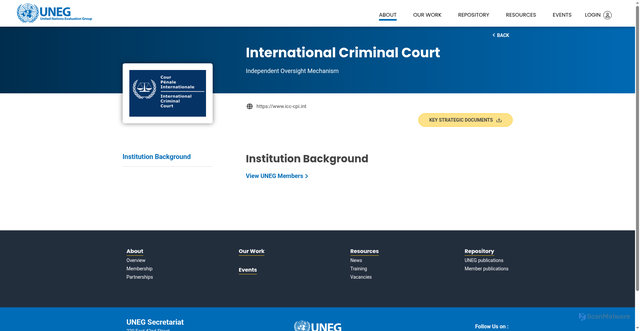 Security scan screenshot of https://www.unevaluation.org/agency_profile/international-criminal-court