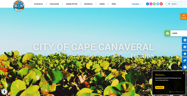 Security scan screenshot of https://capecanaveral.gov/