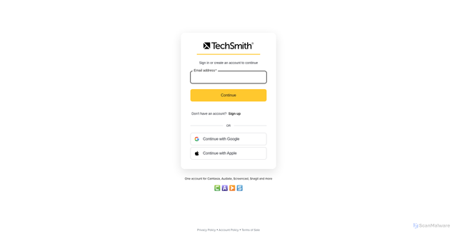 Security scan screenshot of https://myaccount.techsmith.com