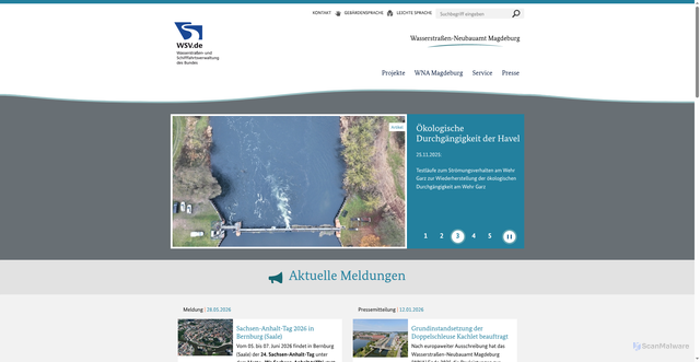 Security scan screenshot of http://www.wna-magdeburg.wsv.de