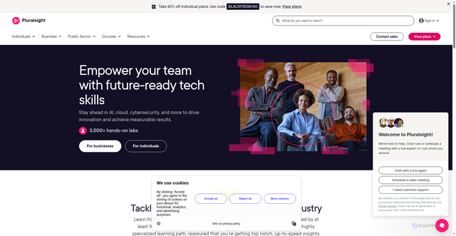 Security scan screenshot of https://www.pluralsight.com/