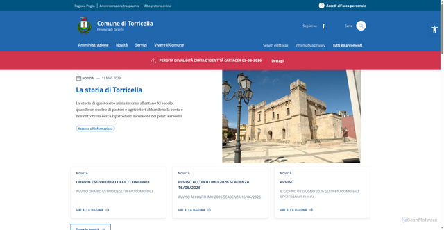 Security scan screenshot of https://www.comune.torricella.ta.it