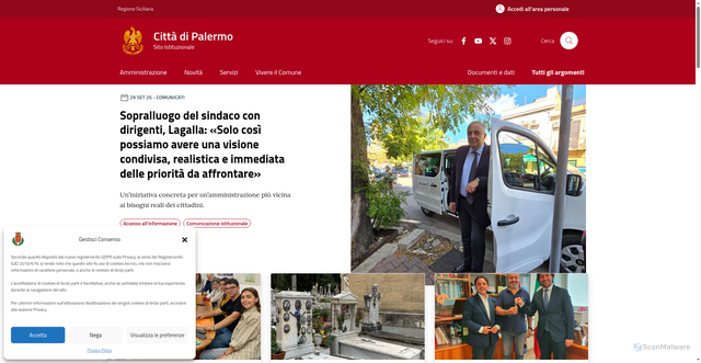 Security scan screenshot of https://www.comune.palermo.it/