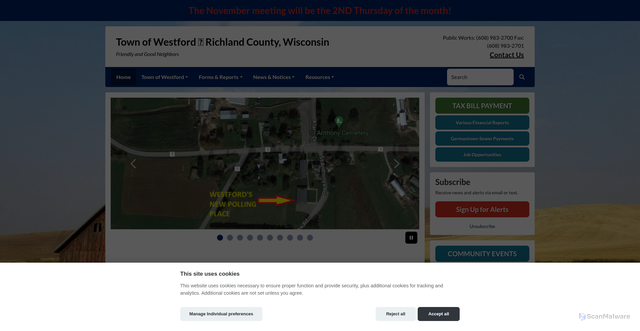 Security scan screenshot of https://westfordwi.gov/