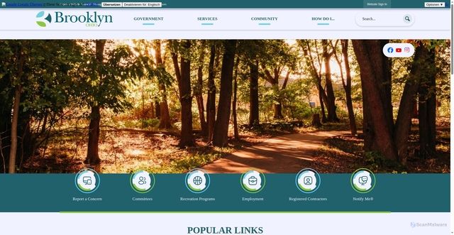 Security scan screenshot of https://brooklynohio.gov/