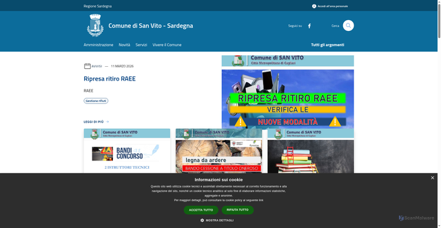 Security scan screenshot of https://www.comune.sanvito.ca.it/it
