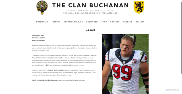 Security scan screenshot of https://www.theclanbuchanan.com/jj-watt