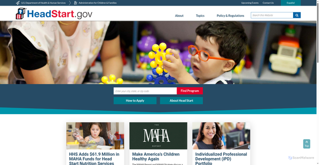 Security scan screenshot of https://headstart.gov/