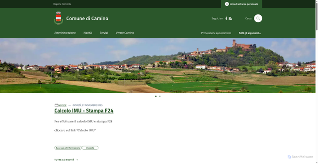 Security scan screenshot of https://www.comune.camino.al.it/