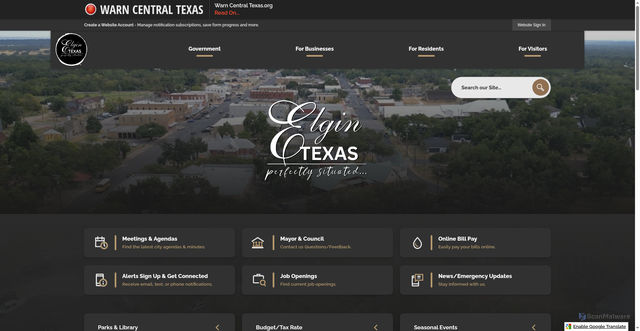Security scan screenshot of https://elgintexas.gov/
