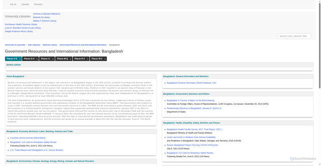 Security scan screenshot of https://library.louisville.edu/ekstrom/gov_intl/bangladesh