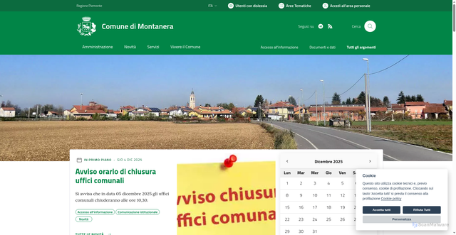 Security scan screenshot of https://www.comune.montanera.cn.it/