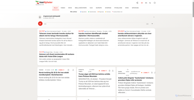 Security scan screenshot of https://irannews.se