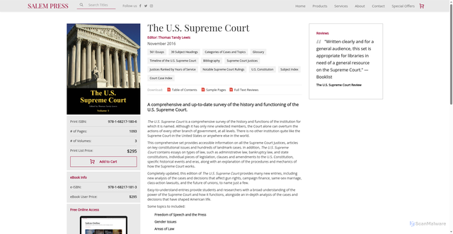 Security scan screenshot of https://salempress.com/supreme_court