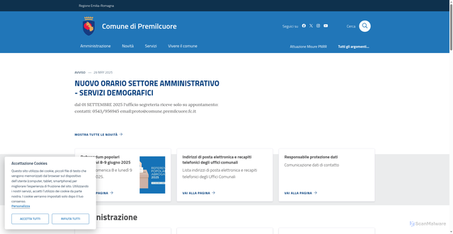 Security scan screenshot of https://www.comune.premilcuore.fc.it/
