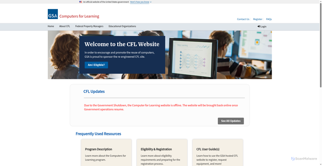 Security scan screenshot of https://computersforlearning.gov/