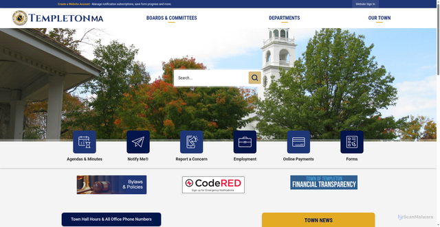 Security scan screenshot of http://www.templetonma.gov/