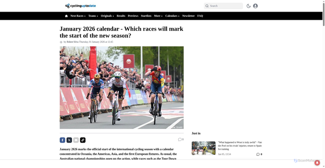 Security scan screenshot of https://cyclinguptodate.com/cycling/january-2026-calendar-which-races-will-mark-the-start-of-the-new-season