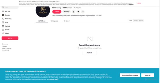 Security scan screenshot of https://www.tiktok.com/@gauchogroup?utm_campaign=ent_gauhco10_mcr_26&utm_source=atreemo&utm_medium=email&utm_content=&utm_term=