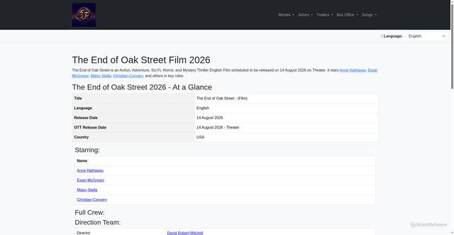 Security scan screenshot of https://telugu.bollywoodproduct.com/title/the-end-of-oak-street-english-film-180935