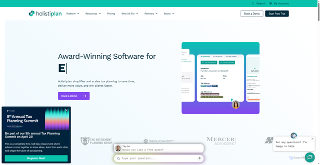 Security scan screenshot of https://www.holistiplan.com