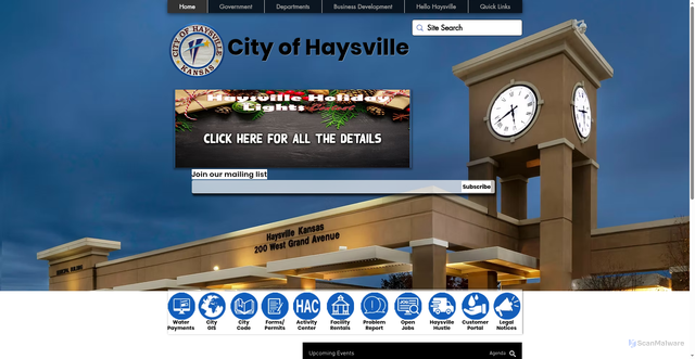 Security scan screenshot of https://www.haysvilleks.gov/