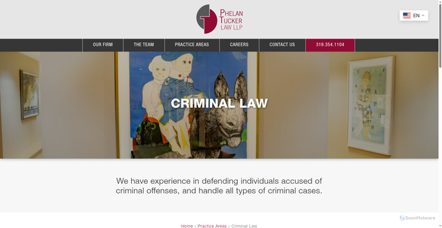 Security scan screenshot of https://phelantuckerlaw.com/practice-areas/criminal-law/