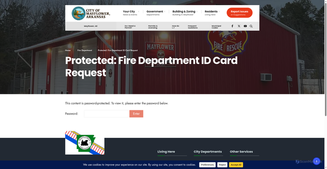 Security scan screenshot of https://mayflowerar.gov/fire-department/