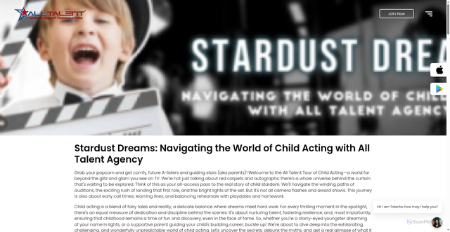 Security scan screenshot of https://www.alltalent.com/article/stardust-dreams-navigating-the-world-of-child-acting-with-all-talent-agency