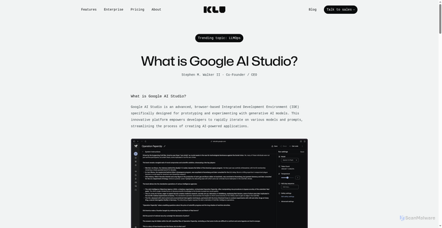 Security scan screenshot of https://klu.ai/glossary/google-ai-studio