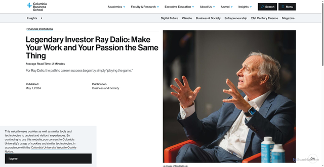 Security scan screenshot of https://business.columbia.edu/insights/business-society/legendary-investor-ray-dalio-make-your-work-and-your-passion-same-thing