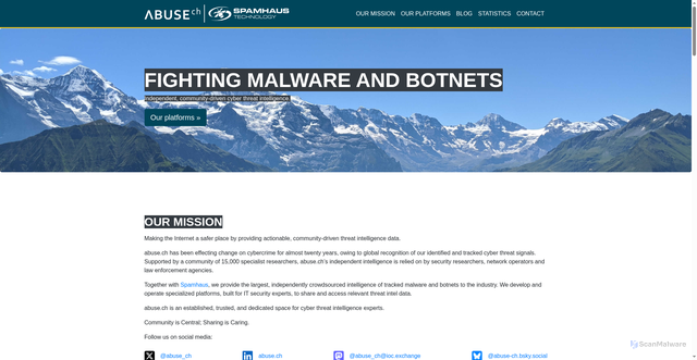 Security scan screenshot of https://abuse.ch/