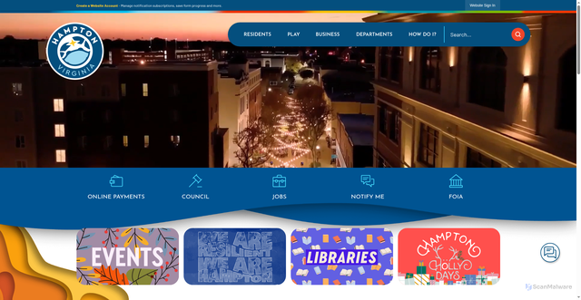 Security scan screenshot of https://www.hampton.gov/