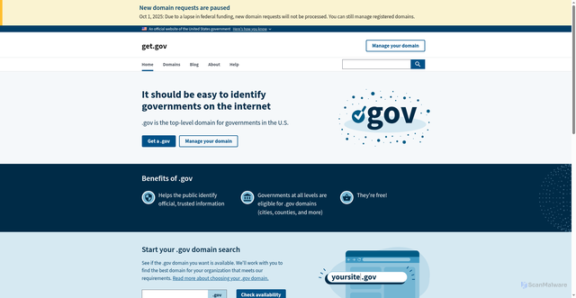 Security scan screenshot of https://get.gov/