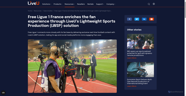 Security scan screenshot of https://www.liveu.tv/resources/case-study/free-ligue-1-france-enriches-the-fan-experience-through-liveus-lightweight-sports-production-lwsp-solution