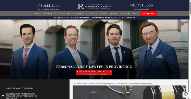 Security scan screenshot of https://www.resminilawoffices.com/practice-areas/personal-injury/