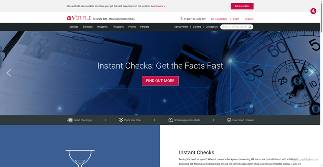 Security scan screenshot of https://verifile.co.uk