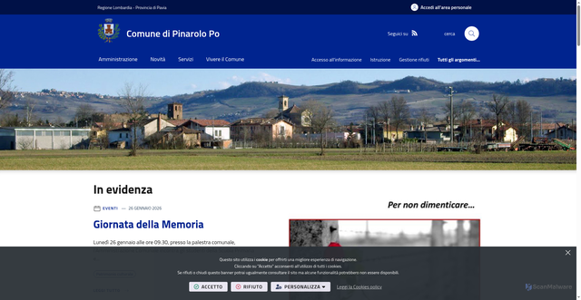 Security scan screenshot of https://www.comune.pinarolopo.pv.it/it-it/home