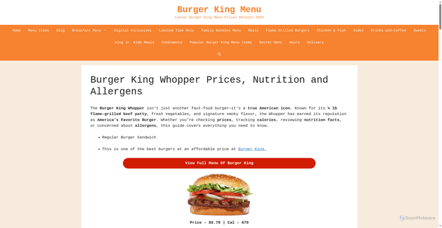 Security scan screenshot of https://www.bk-menus.com/whopper/