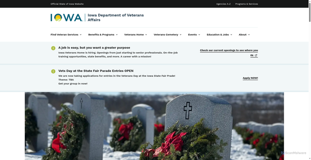 Security scan screenshot of https://dva.iowa.gov/
