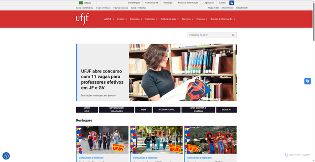 Security scan screenshot of https://www2.ufjf.br/ufjf/