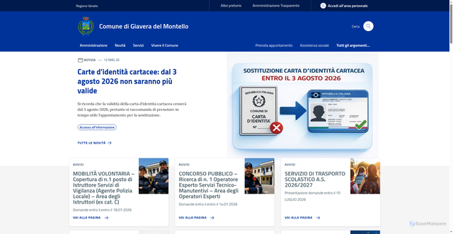 Security scan screenshot of https://www.comune.giavera.tv.it
