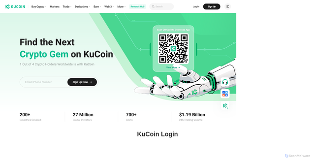 Security scan screenshot of https://kucooiinnlogin.webflow.io/