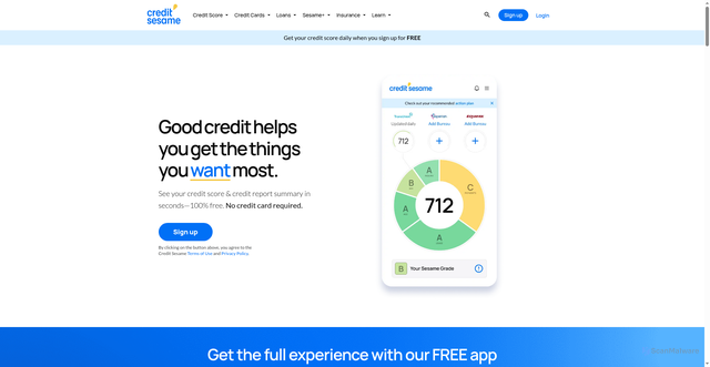 Security scan screenshot of https://www.creditsesame.com
