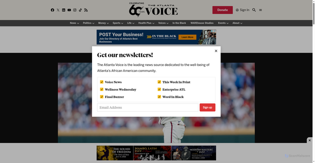 Security scan screenshot of https://theatlantavoice.com/atlanta-braves-dodgers-series/
