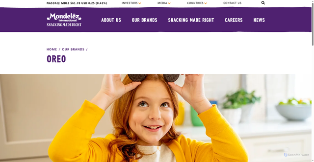 Security scan screenshot of https://www.mondelezinternational.com/Our-Brands/Oreo/
